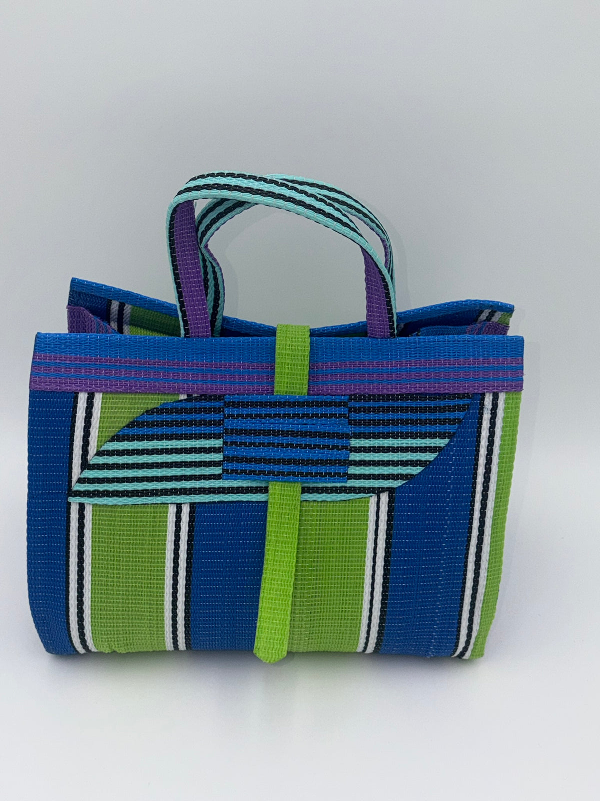 Beige Large handwoven tote bag by SCRUBIES in Beige,Wine,Blue,Yellow with Solid design and Oval accent pattern