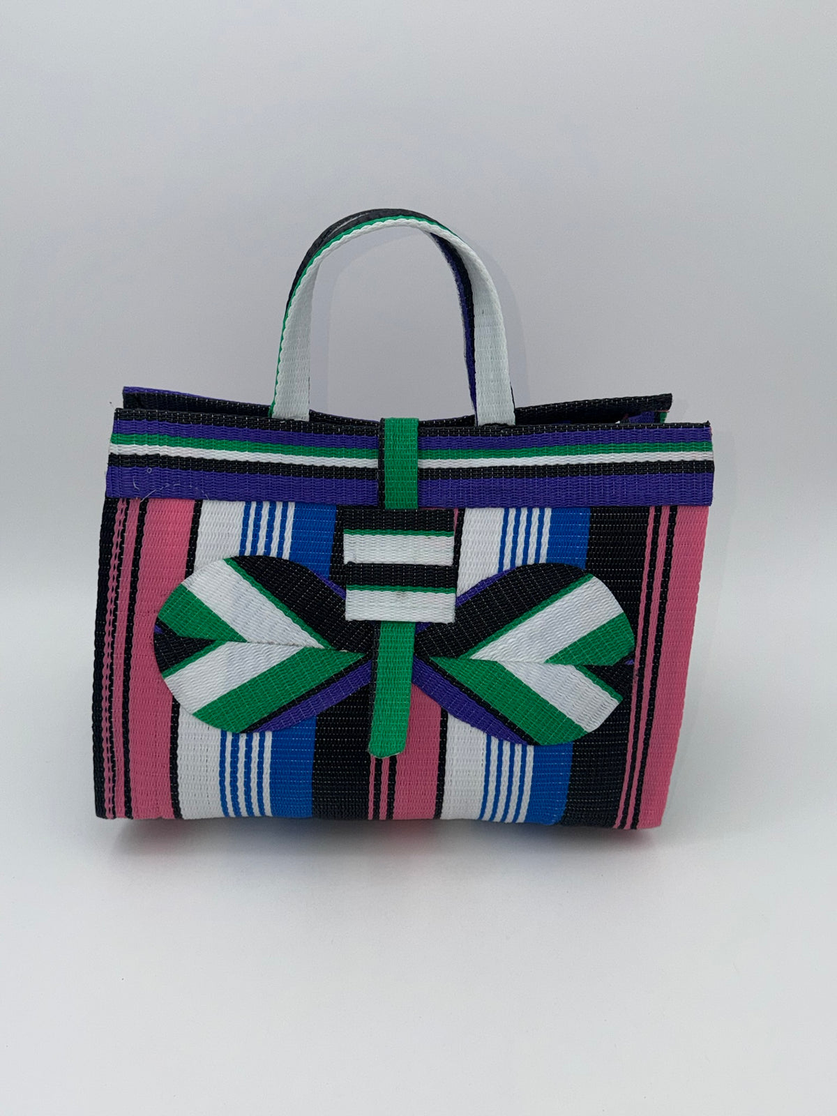 Africana Large handwoven tote bag by SCRUBIES in Blue,Wine,Yellow,Blue,Red with Stripes design and Abstract accent pattern