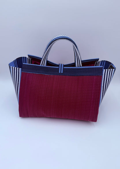 Winery Large handwoven tote bag by SCRUBIES in Wine,Blue with Solid design and Leaf accent pattern