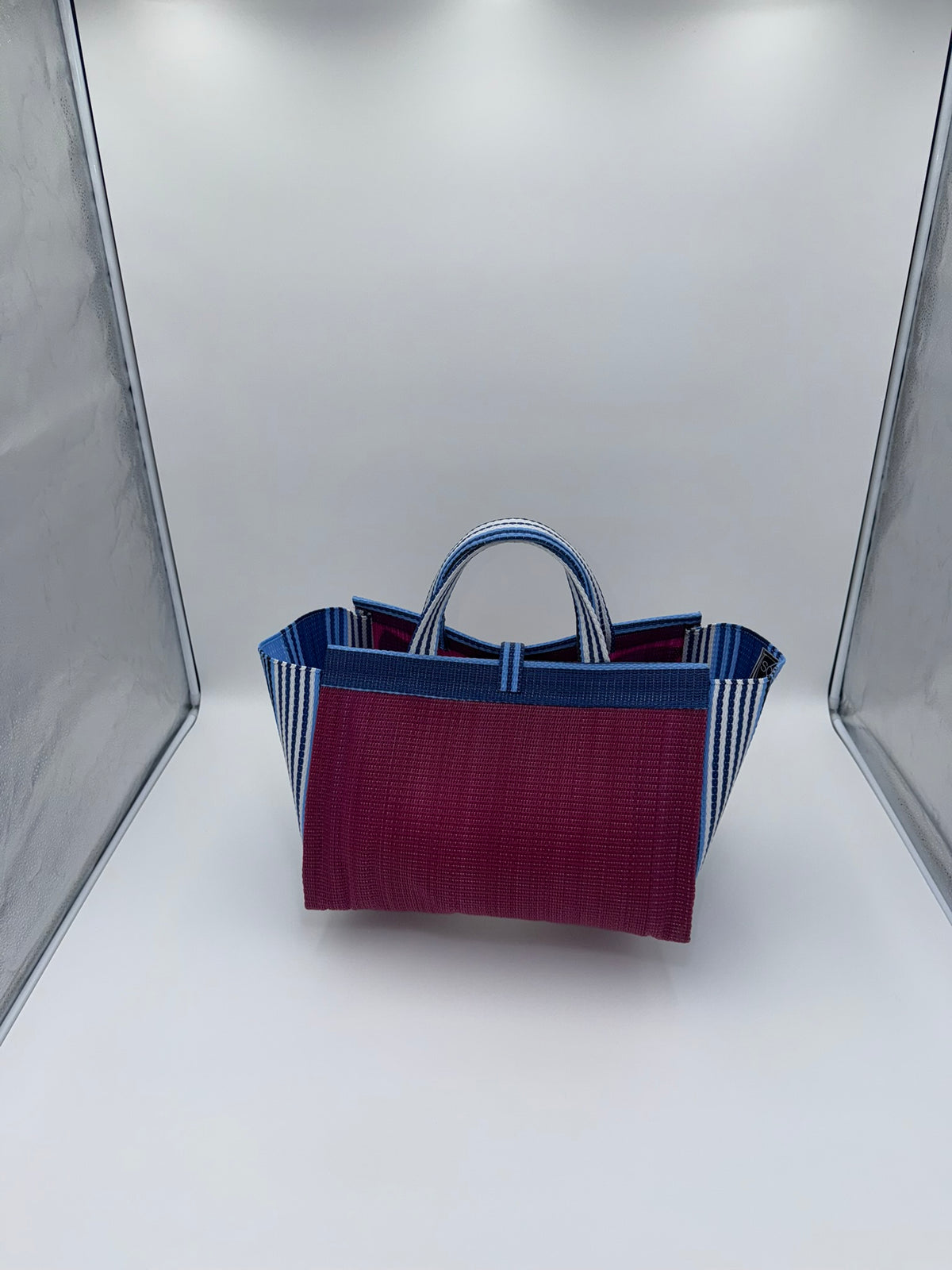 Winery Large handwoven tote bag by SCRUBIES in Wine,Blue with Solid design and Leaf accent pattern