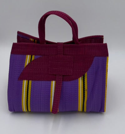 Winery Large handwoven tote bag by SCRUBIES in Wine,Purple,Yellow with Solid design and Almond accent pattern