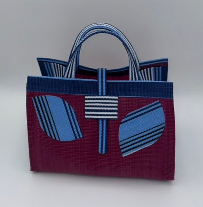 Winery Large handwoven tote bag by SCRUBIES in Wine,Purple,Yellow with Solid design and Almond accent pattern