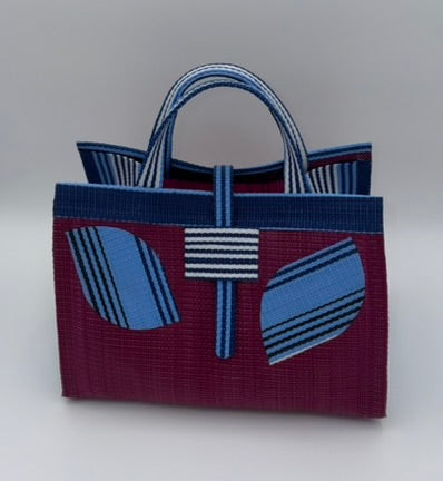 Winery Large handwoven tote bag by SCRUBIES in Wine,Purple,Yellow with Solid design and Almond accent pattern