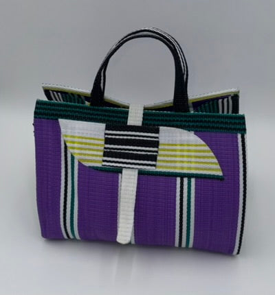 Winery Large handwoven tote bag by SCRUBIES in Wine,Purple,Yellow with Solid design and Almond accent pattern