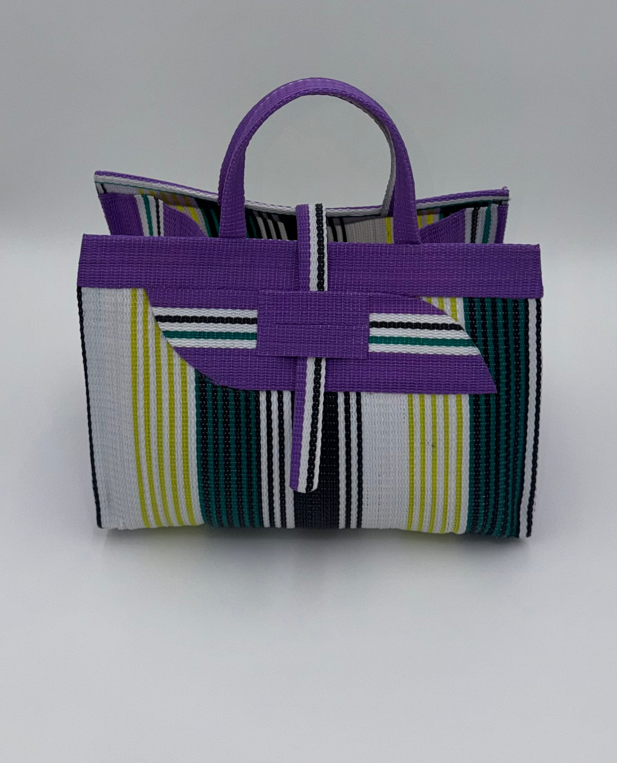 Winery Large handwoven tote bag by SCRUBIES in Wine,Purple,Yellow with Solid design and Almond accent pattern