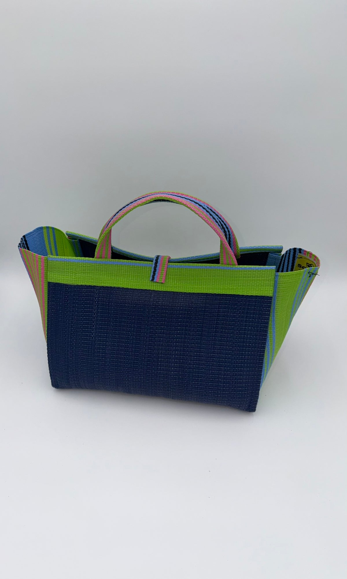 Berry Large handwoven tote bag by SCRUBIES in Blue,Green, with Solid design and Bow accent pattern