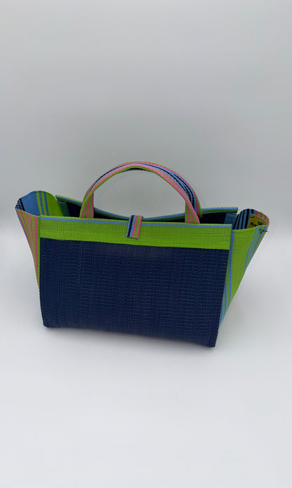 Berry Large handwoven tote bag by SCRUBIES in Blue,Green, with Solid design and Bow accent pattern