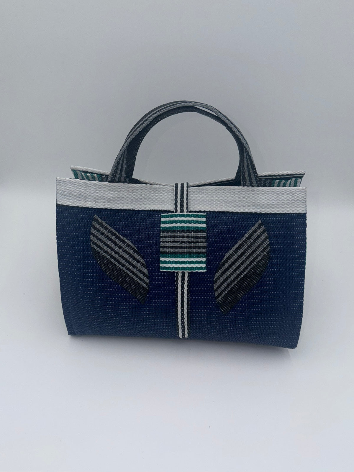 Candy Large handwoven tote bag by SCRUBIES in Wine,Black,Cream, with Stripes design and Leaf accent pattern