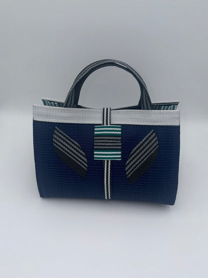 Candy Large handwoven tote bag by SCRUBIES in Wine,Black,Cream, with Stripes design and Leaf accent pattern