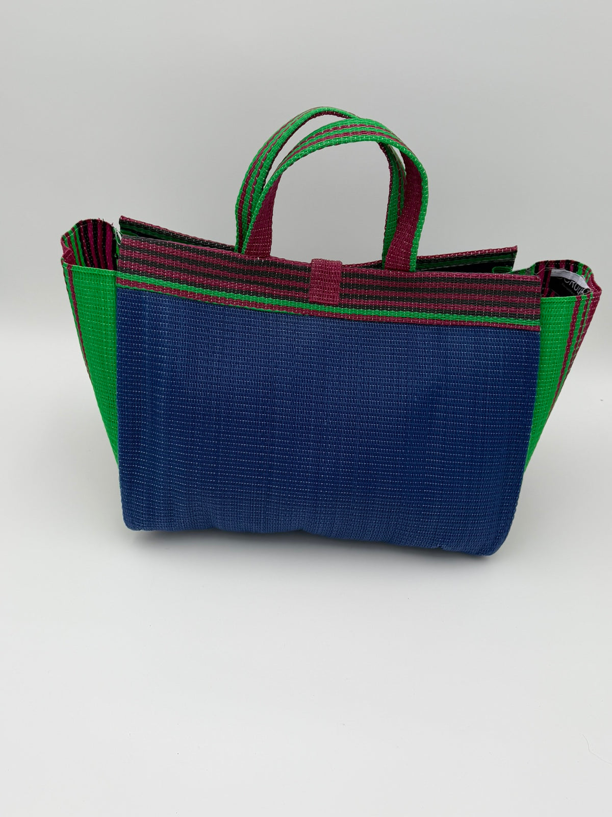 Berry Large handwoven tote bag by SCRUBIES in Blue,Wine,Green with Solid design and Bow accent pattern