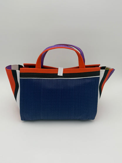 Lavender Large handwoven tote bag by SCRUBIES in Wine,Purple,Yellow with Stripes design and Bow accent pattern