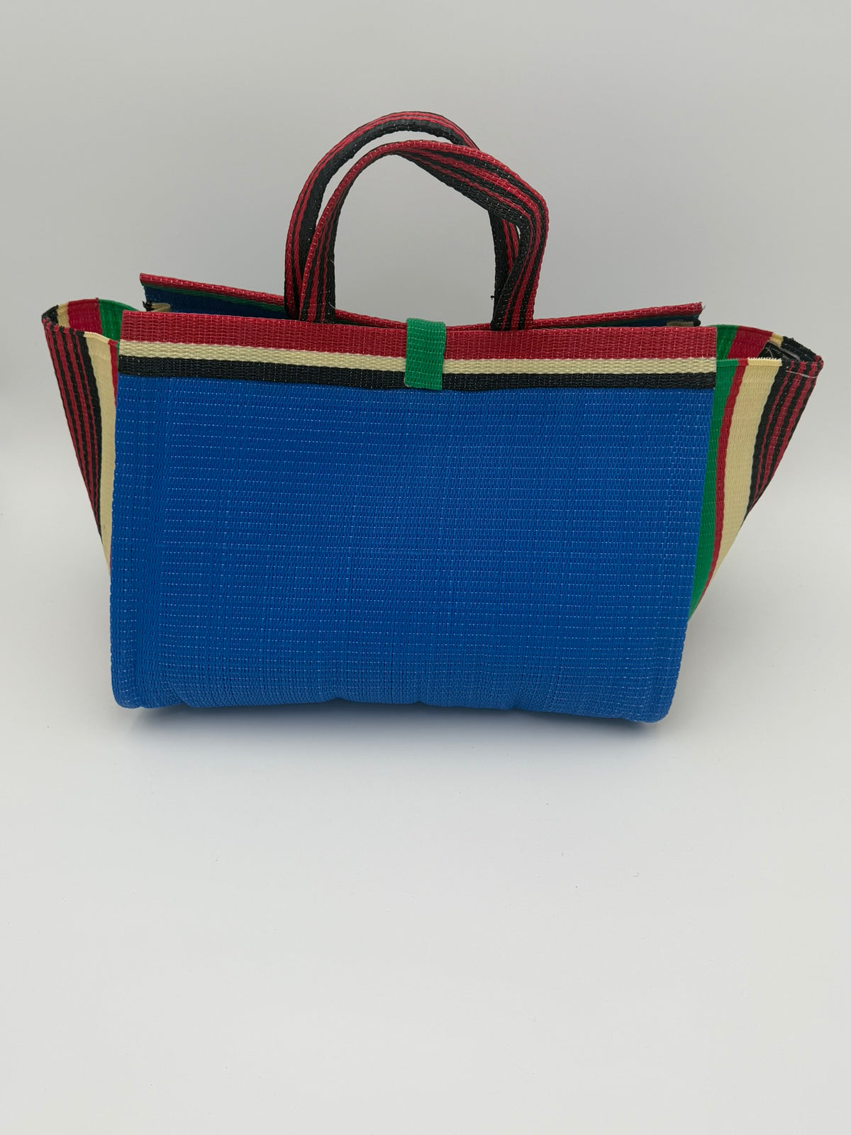 Africana Large handwoven tote bag by SCRUBIES in Blue,Red,Green,Cream with Solid design and Bow accent pattern