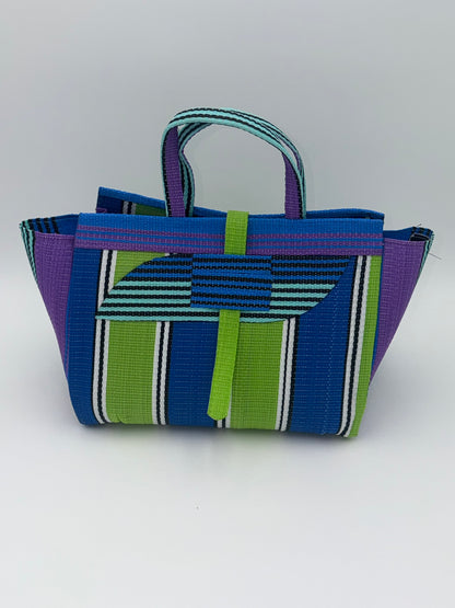 Beige Large handwoven tote bag by SCRUBIES in Beige,Wine,Blue,Yellow with Solid design and Oval accent pattern