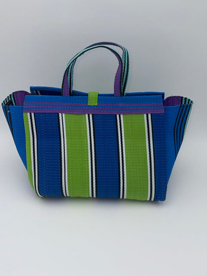 Beige Large handwoven tote bag by SCRUBIES in Beige,Wine,Blue,Yellow with Solid design and Oval accent pattern