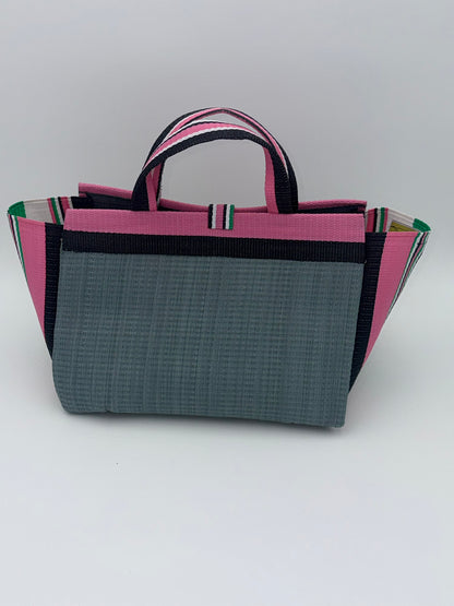 Metallic Large handwoven tote bag by SCRUBIES in Grey,Pink,White,Green,Black with Solid design and Bow accent pattern