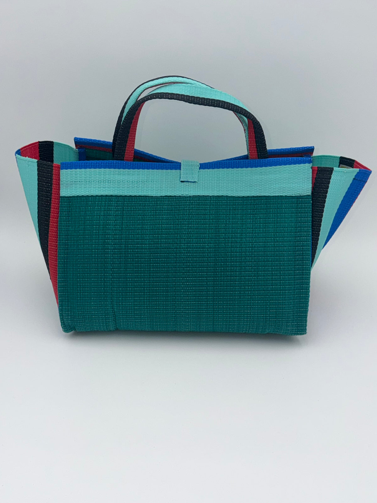 Emerald Large handwoven tote bag by SCRUBIES in Green,Teal,Black,Red,Blue with Solid design and Leaf accent pattern