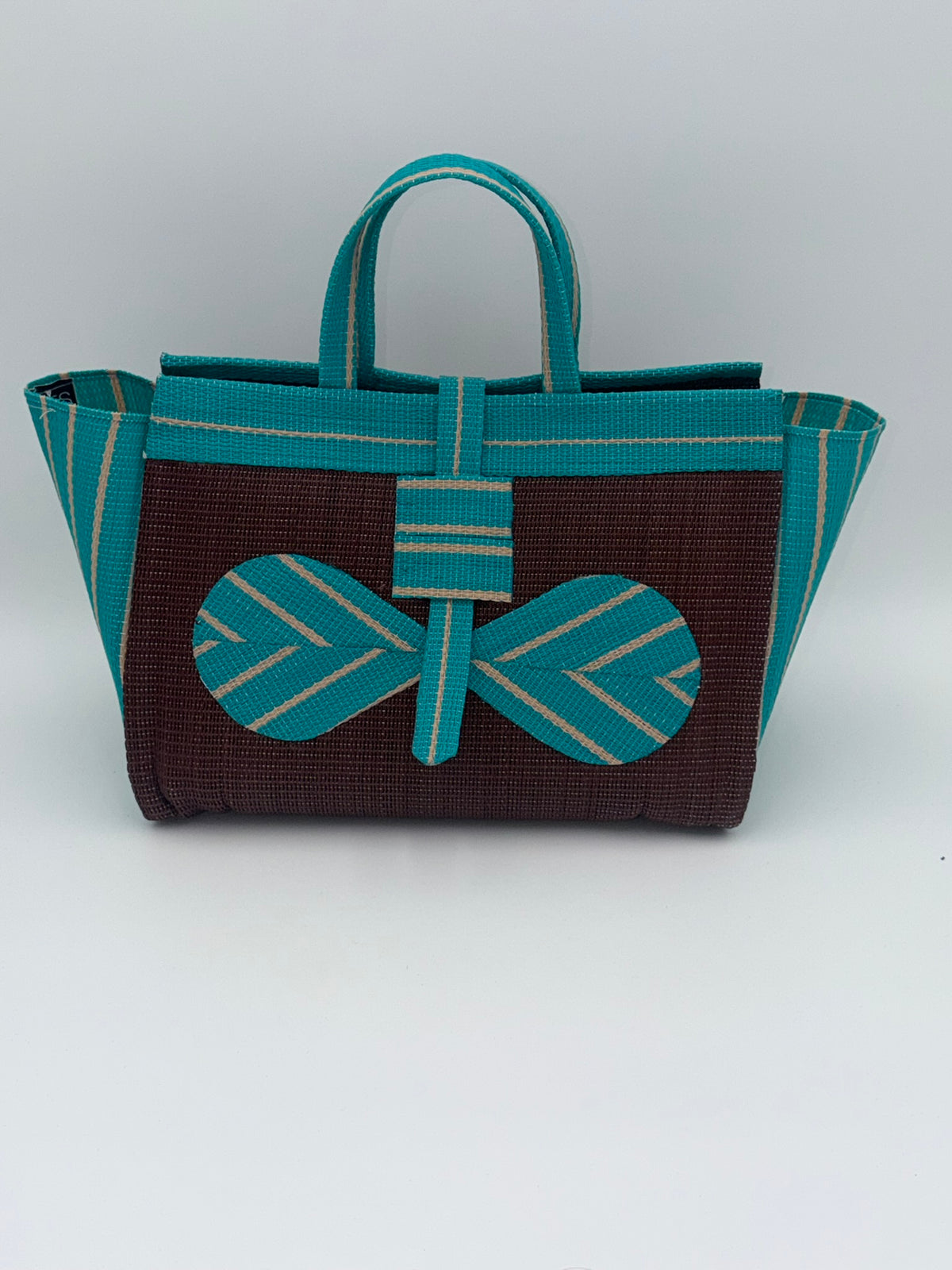 Emerald Large handwoven tote bag by SCRUBIES in Green,Teal,Black,Red,Blue with Solid design and Leaf accent pattern