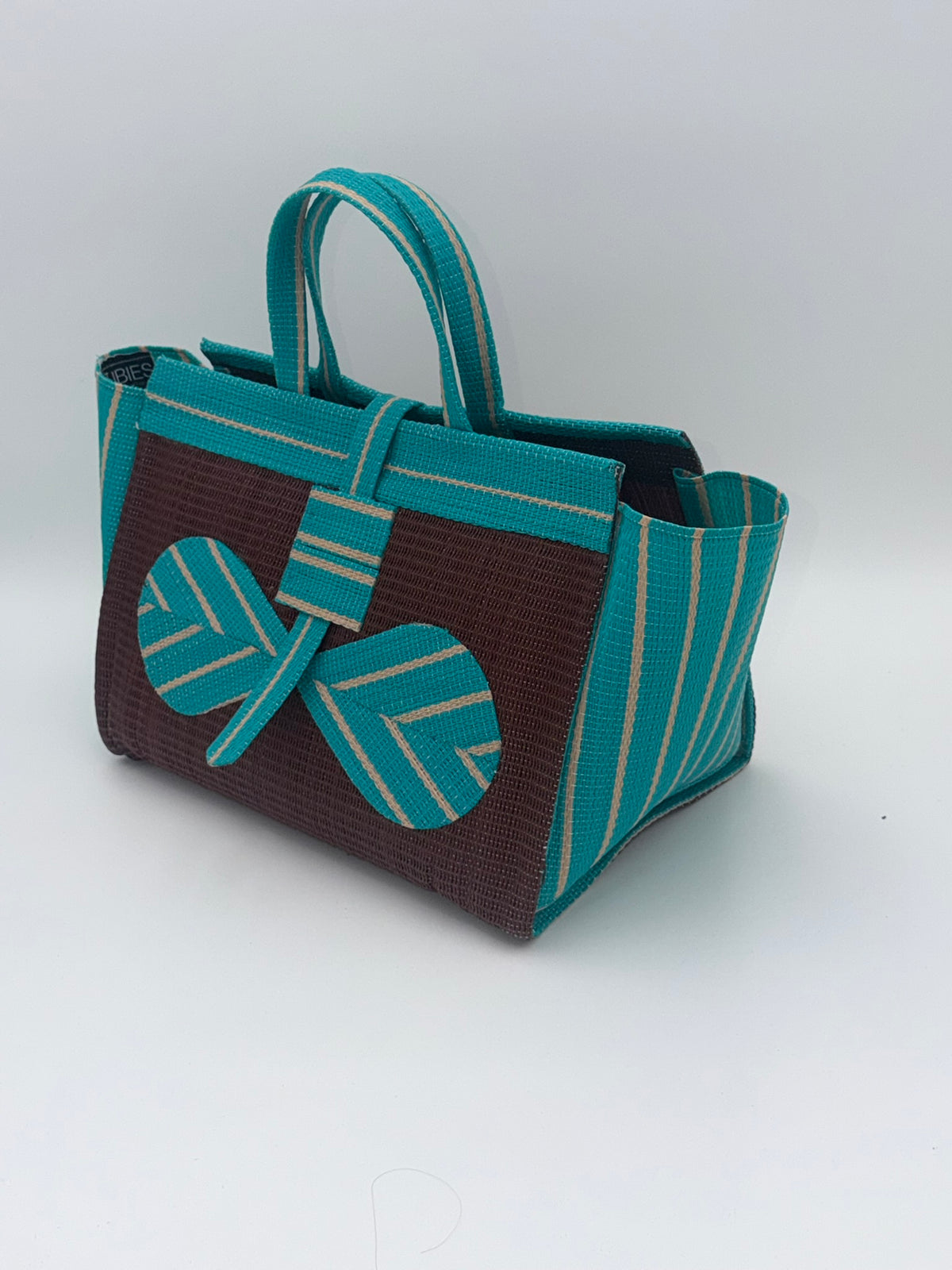 Emerald Large handwoven tote bag by SCRUBIES in Green,Teal,Black,Red,Blue with Solid design and Leaf accent pattern