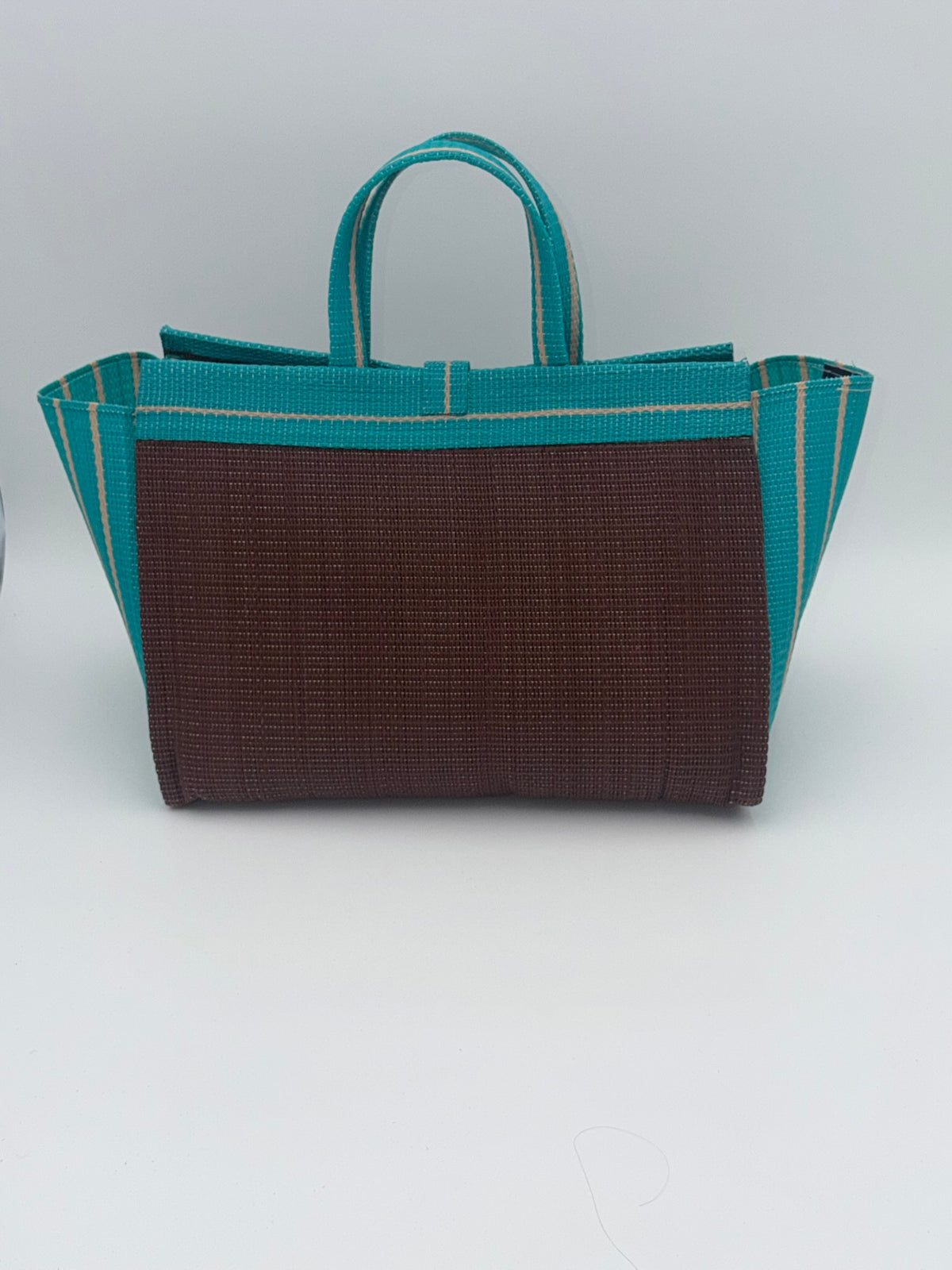 Emerald Large handwoven tote bag by SCRUBIES in Green,Teal,Black,Red,Blue with Solid design and Leaf accent pattern