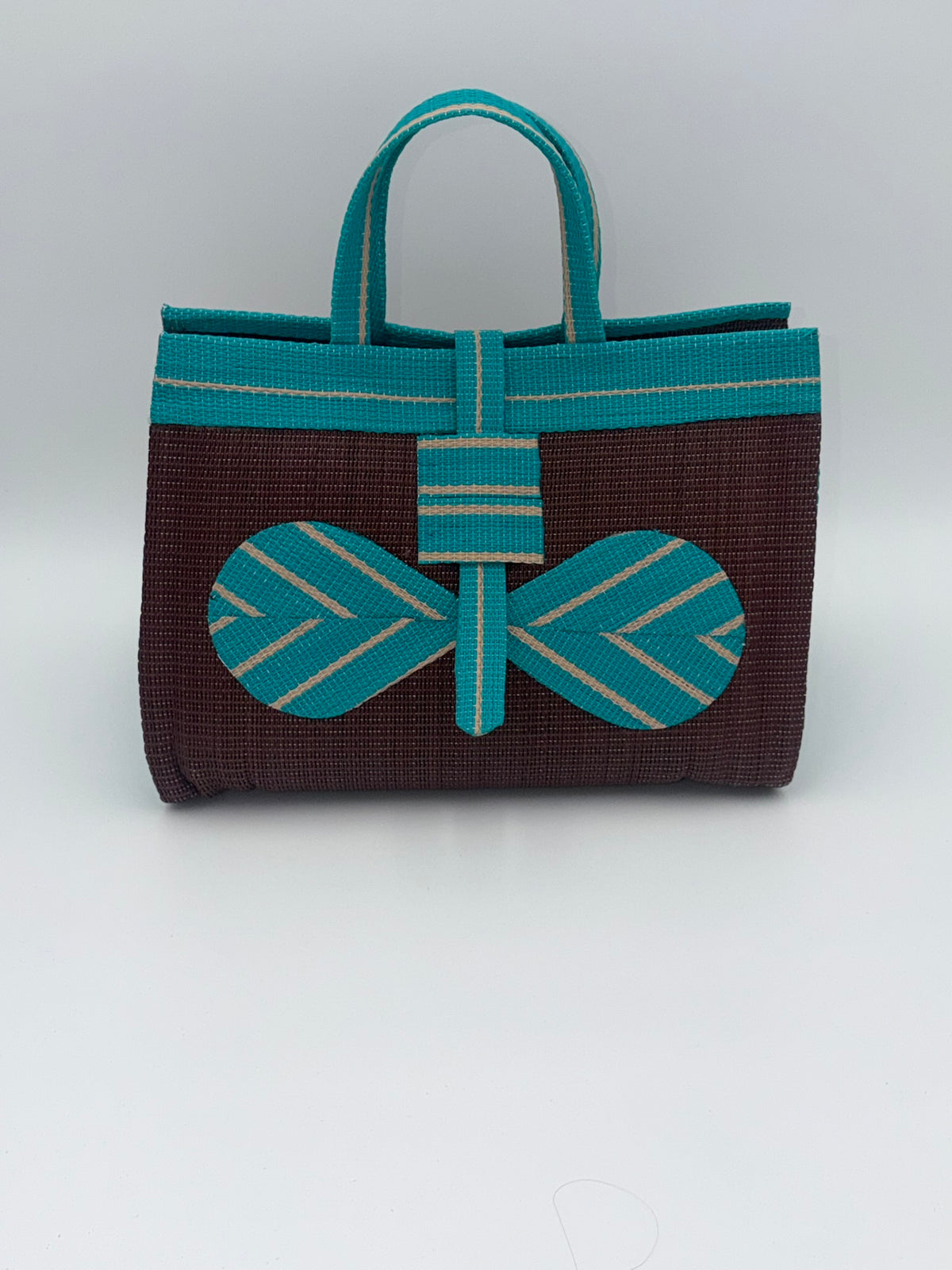 Emerald Large handwoven tote bag by SCRUBIES in Green,Teal,Black,Red,Blue with Solid design and Leaf accent pattern