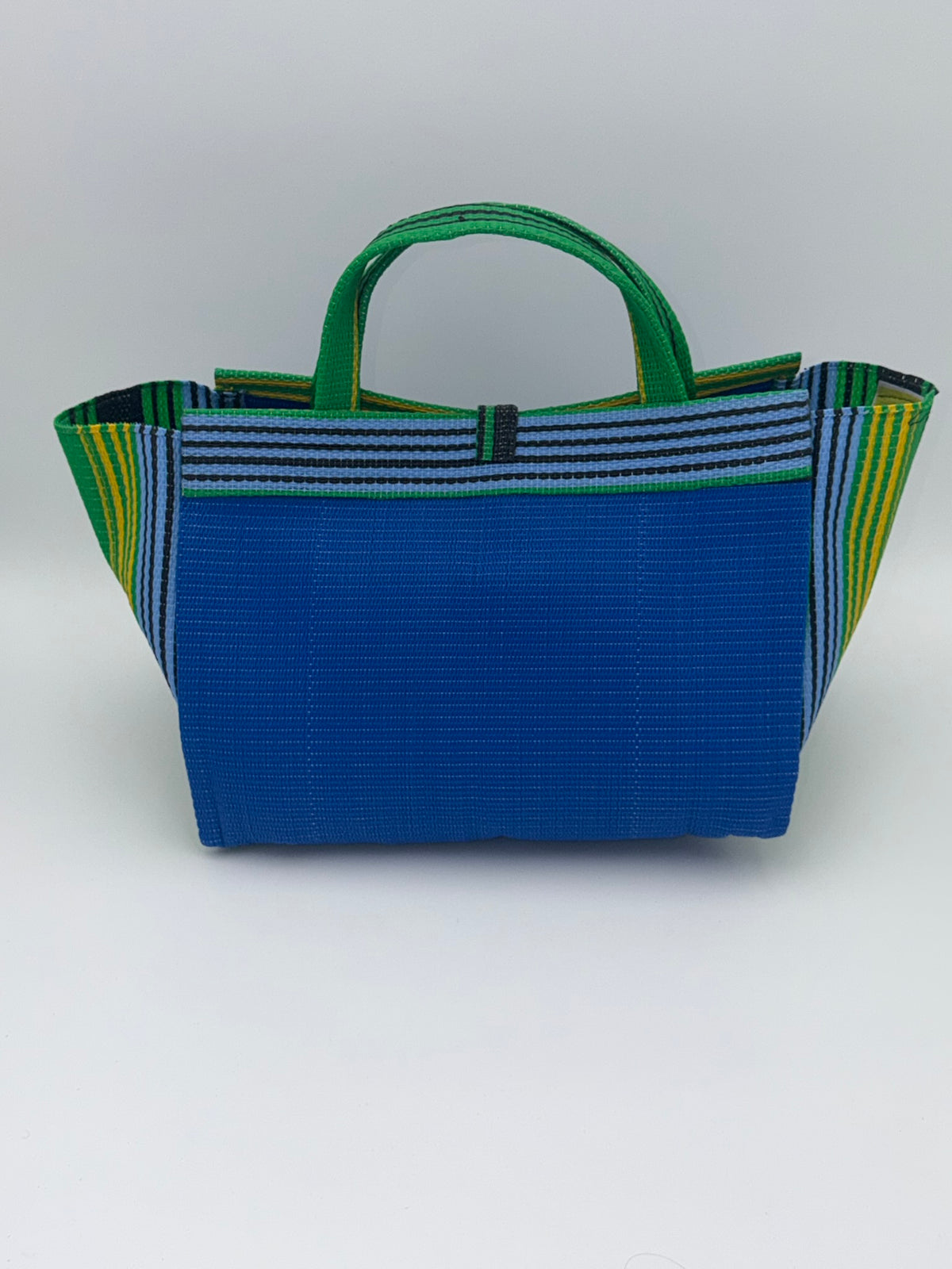Lagoon Large handwoven tote bag by SCRUBIES in Blue,Green,Black, with Solid design and Bow accent pattern