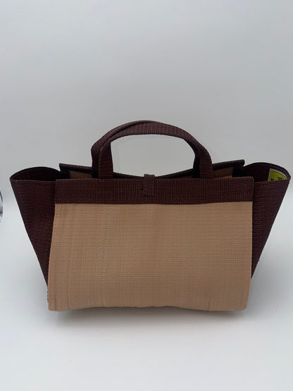 Candy Large handwoven tote bag by SCRUBIES in Pink,White,Black,Purple with Stripes design and Bow accent pattern