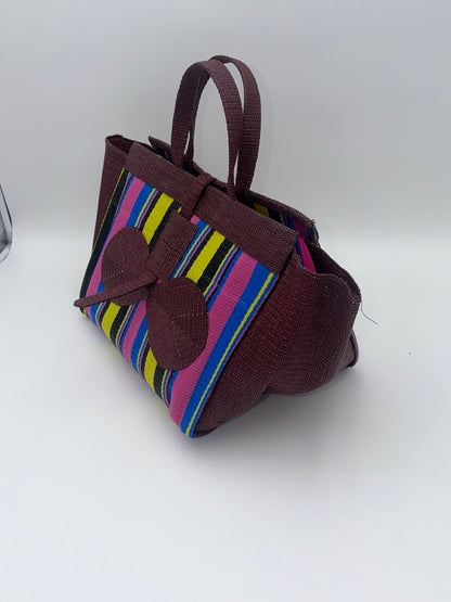 Caramel Large handwoven tote bag by SCRUBIES in Beige,Brown with Solid design and Leaf accent pattern