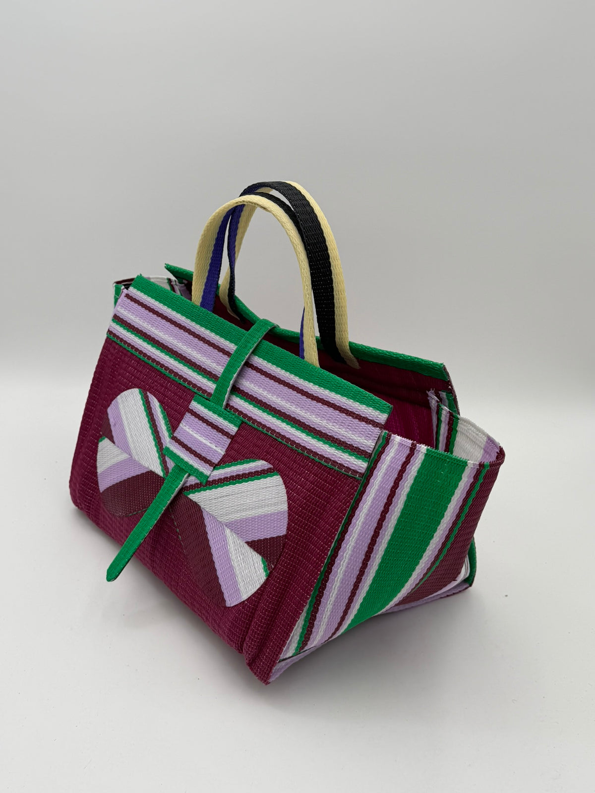 Winery Large handwoven tote bag by SCRUBIES in Wine,Purple,Wine,Green with Solid design and Bow accent pattern