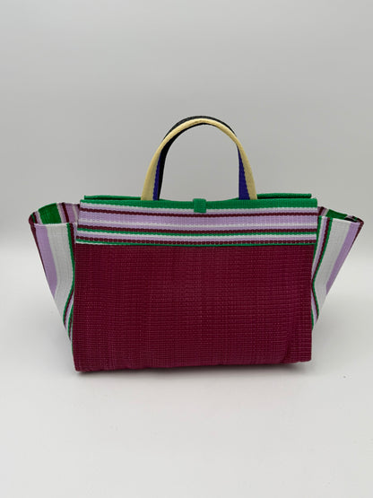 Winery Large handwoven tote bag by SCRUBIES in Wine,Purple,Wine,Green with Solid design and Bow accent pattern