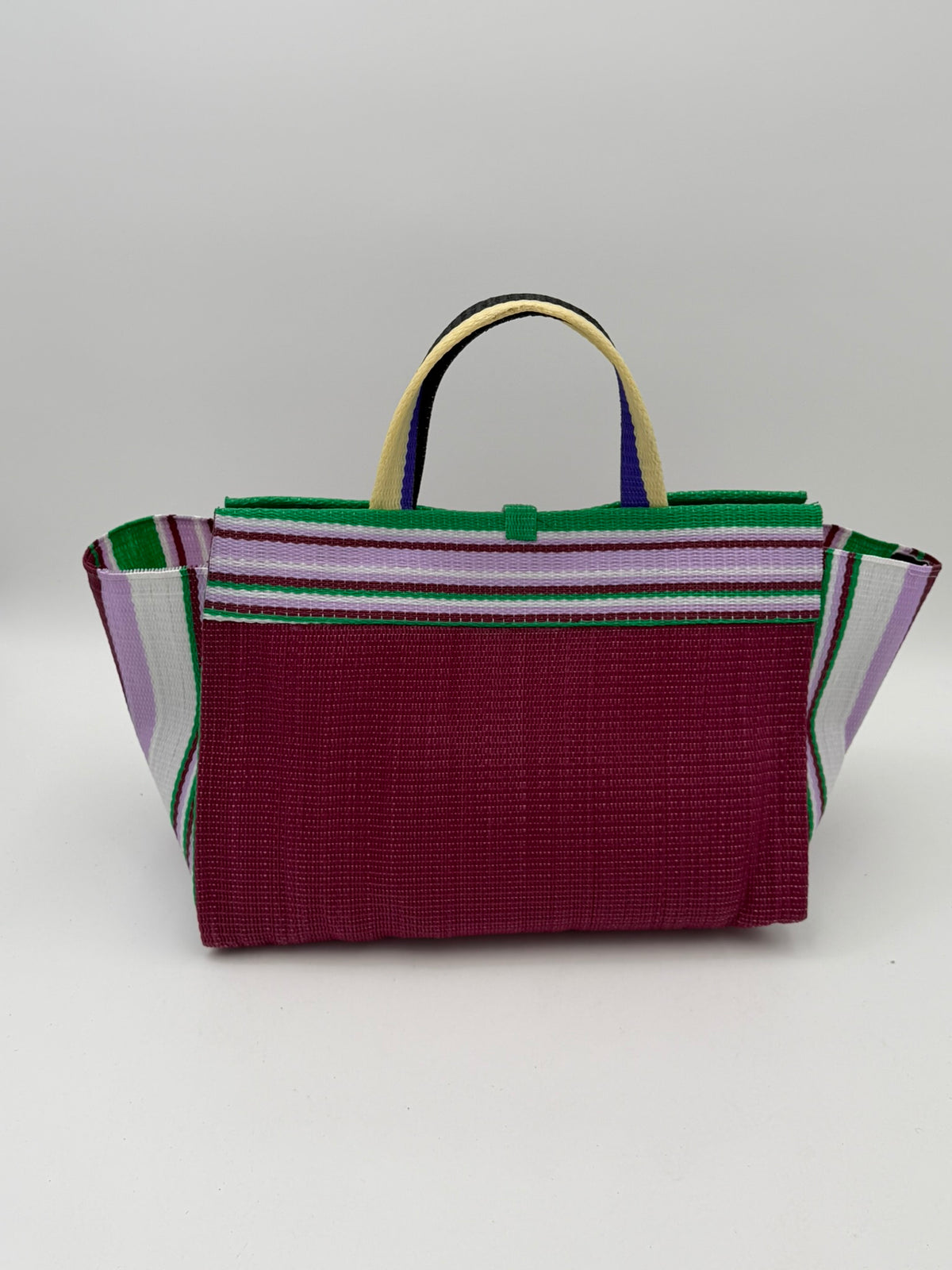 Winery Large handwoven tote bag by SCRUBIES in Wine,Purple,Wine,Green with Solid design and Bow accent pattern