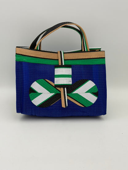 Berry Large handwoven tote bag by SCRUBIES in Blue,Beige,Green,White,Black with Solid design and Bow accent pattern