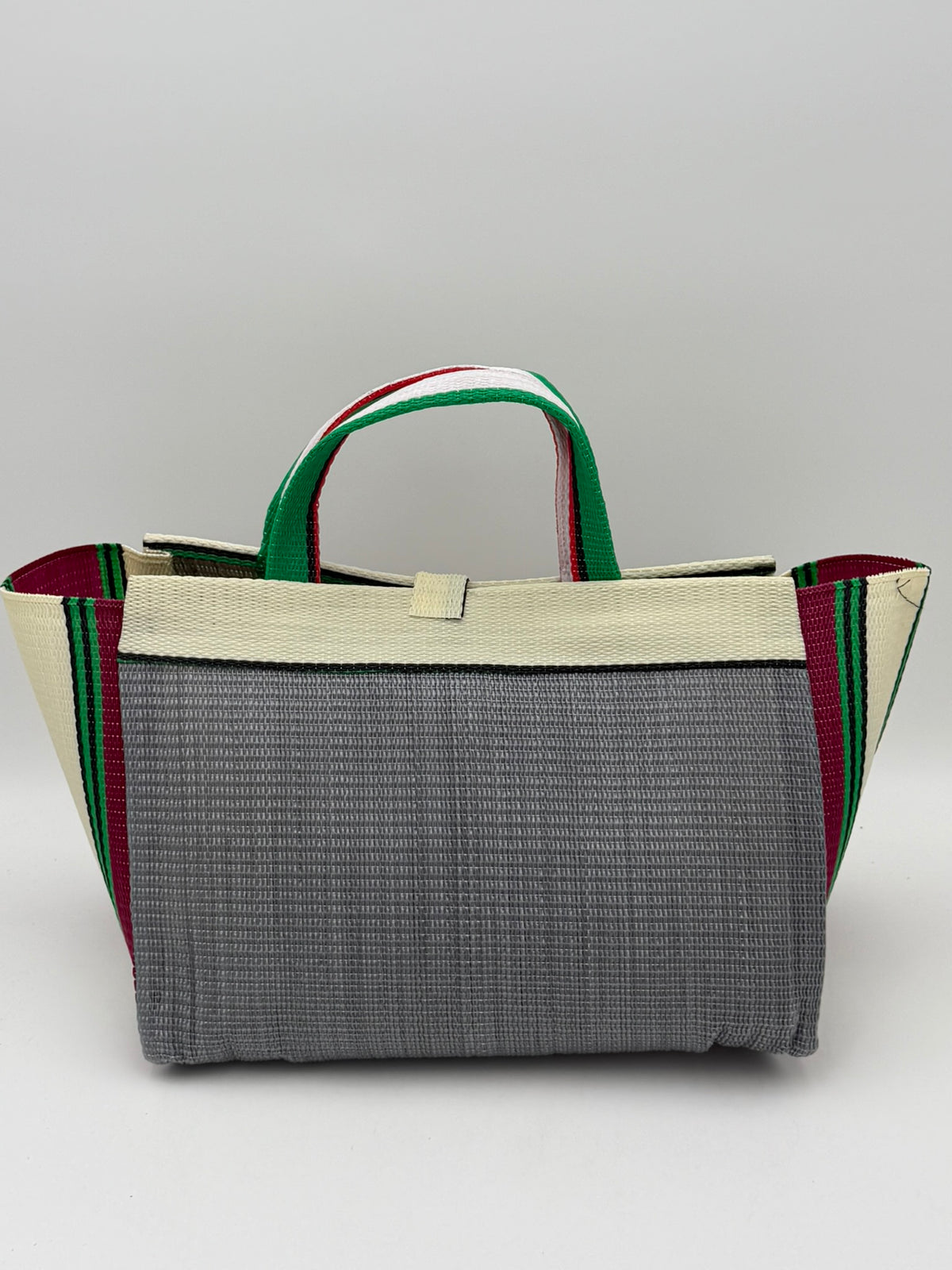 Metallic Large handwoven tote bag by SCRUBIES in Grey,Wine,Cream,Green with Solid design and Oval accent pattern