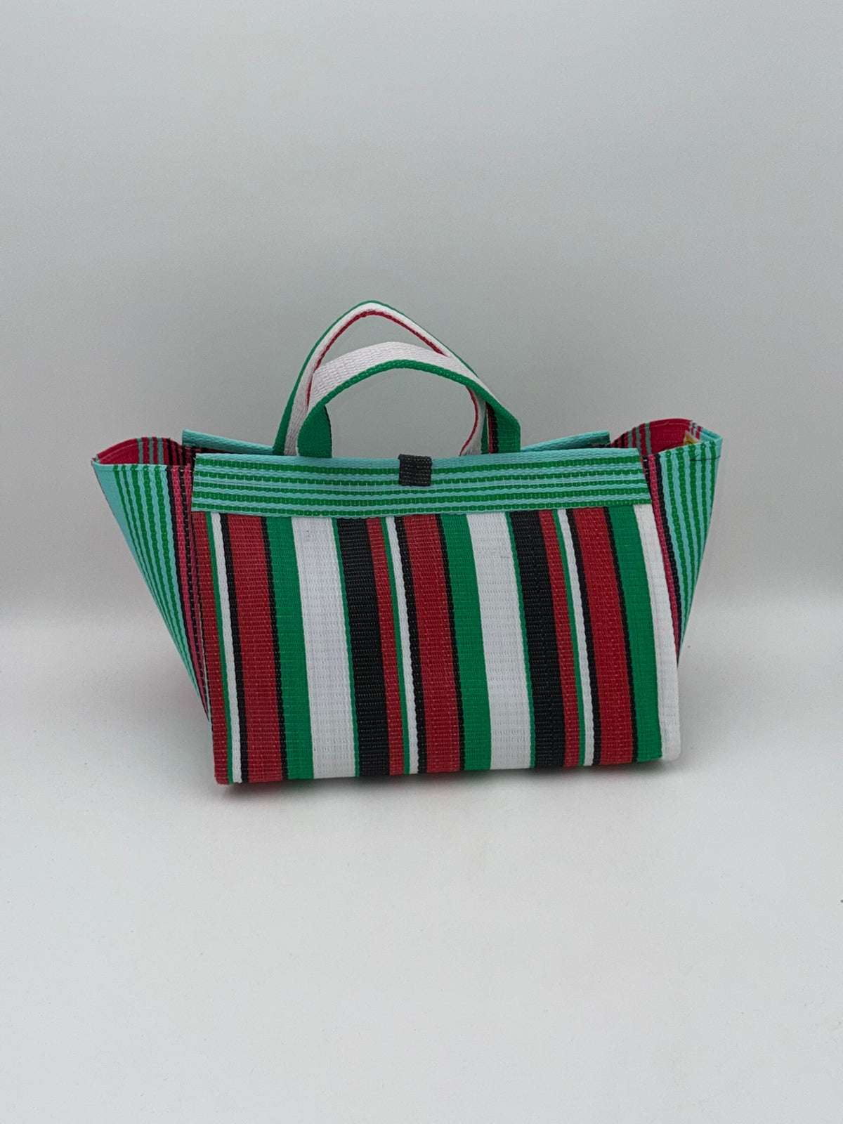Arabian Large handwoven tote bag by SCRUBIES in Teal,Green,Red,White,Black,Pink with Stripes design and Bow accent pattern