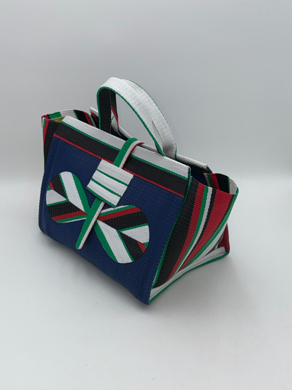Berry Large handwoven tote bag by SCRUBIES in Blue,Wihite,Green,Red,Black with Solid design and Bow accent pattern