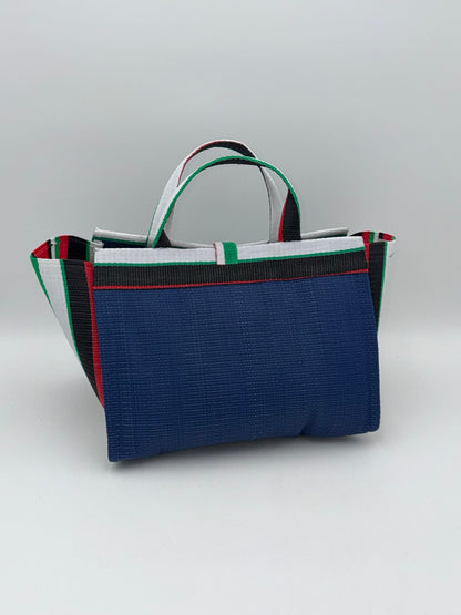 Berry Large handwoven tote bag by SCRUBIES in Blue,Wihite,Green,Red,Black with Solid design and Bow accent pattern