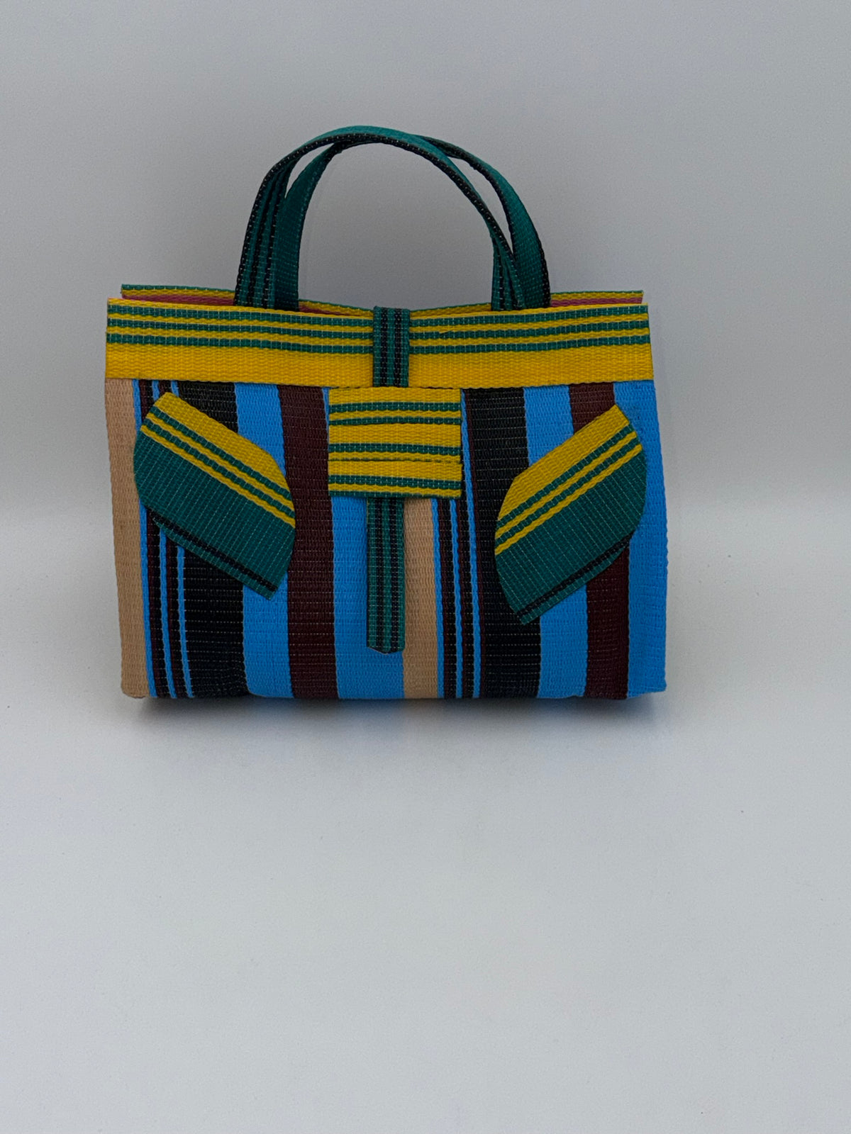 Boho Large handwoven tote bag by SCRUBIES in Yellow,Green,Blue,Black,Beige,Wine with Stripes design and Leaf accent pattern