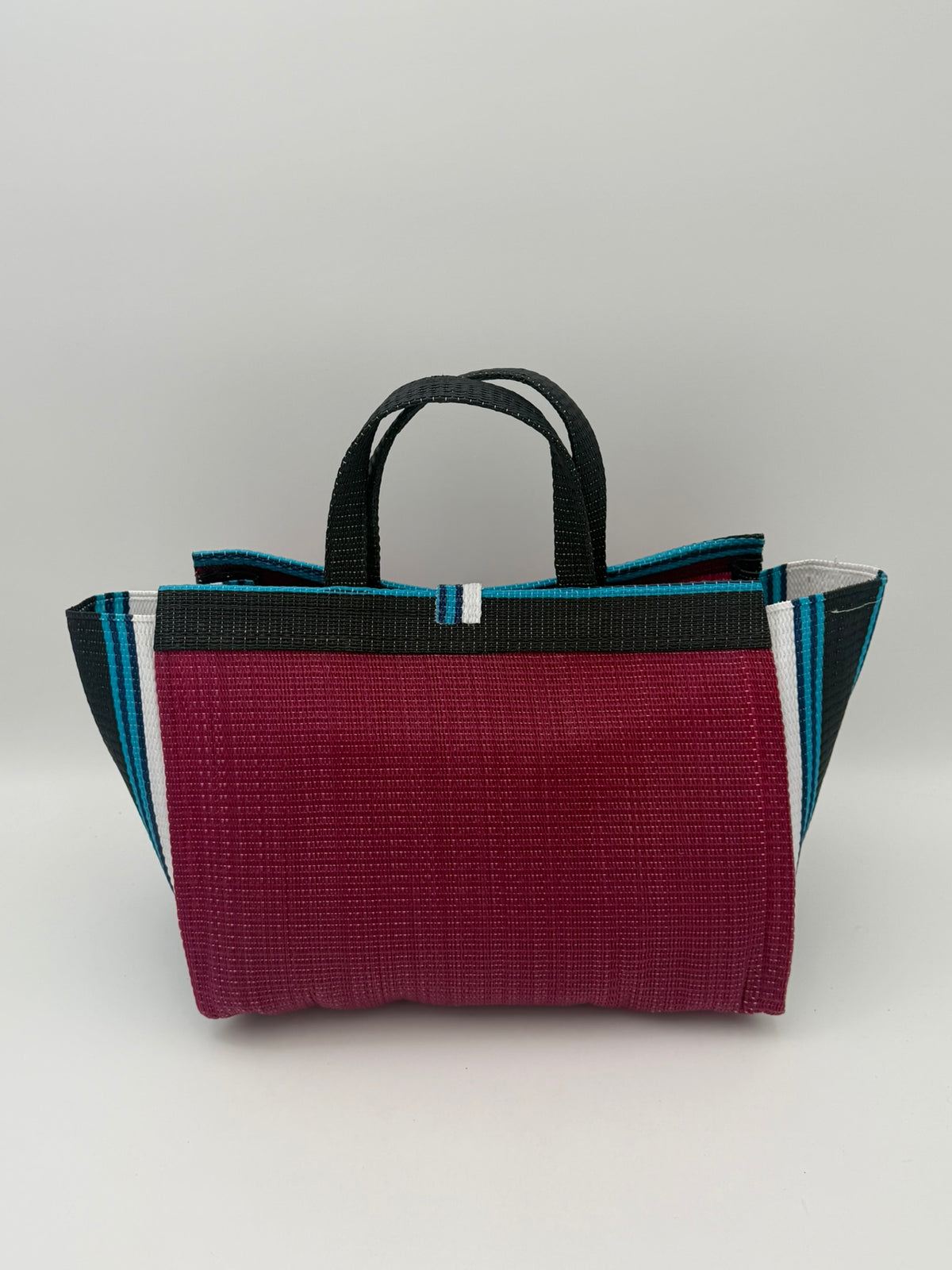 Winery Large handwoven tote bag by SCRUBIES in Wine,White,Blue,Black with Solid design and Almond accent pattern