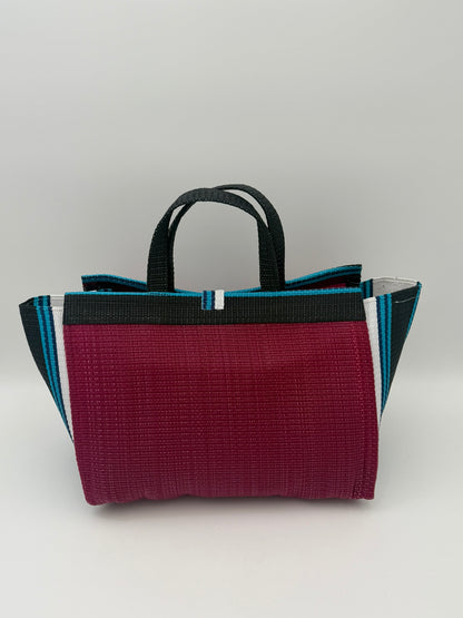 Winery Large handwoven tote bag by SCRUBIES in Wine,White,Blue,Black with Solid design and Almond accent pattern