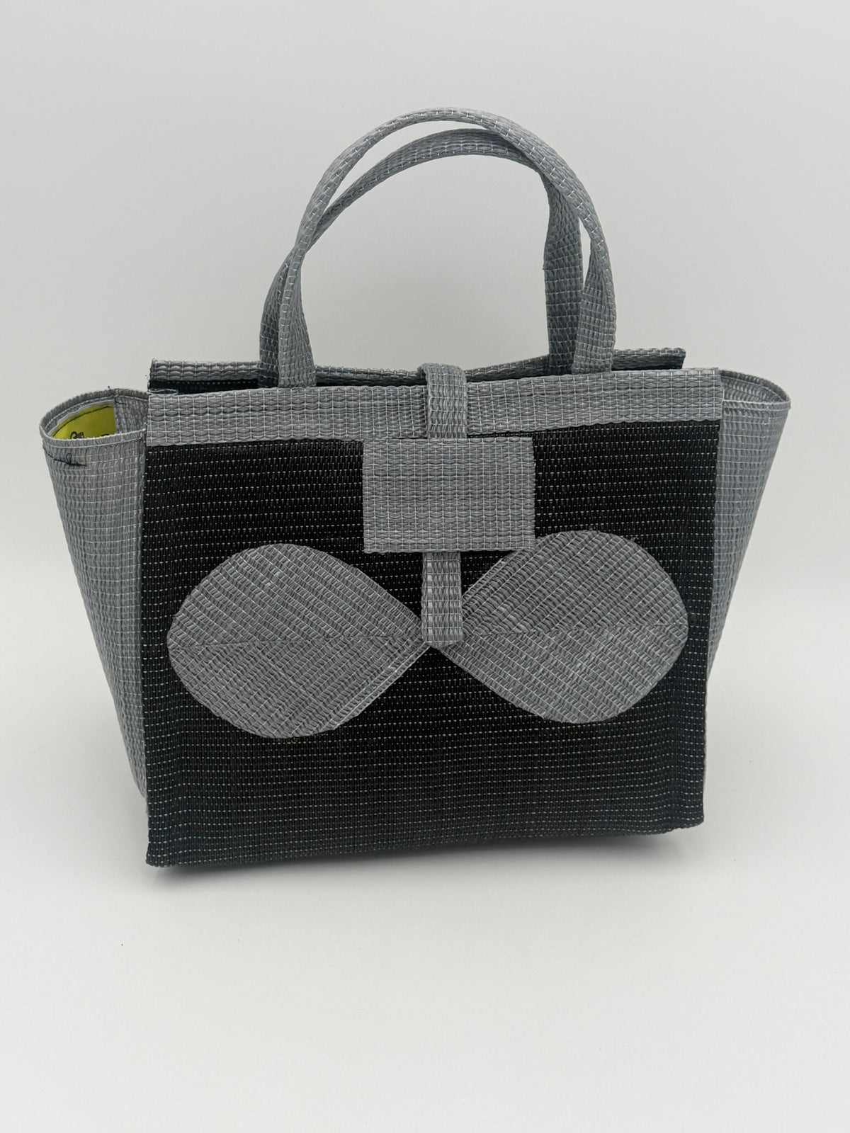 Midnight Medium  handwoven tote bag by SCRUBIES in Black,Gray with Solid design and Bow accent pattern