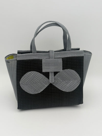 Midnight Medium  handwoven tote bag by SCRUBIES in Black,Gray with Solid design and Bow accent pattern