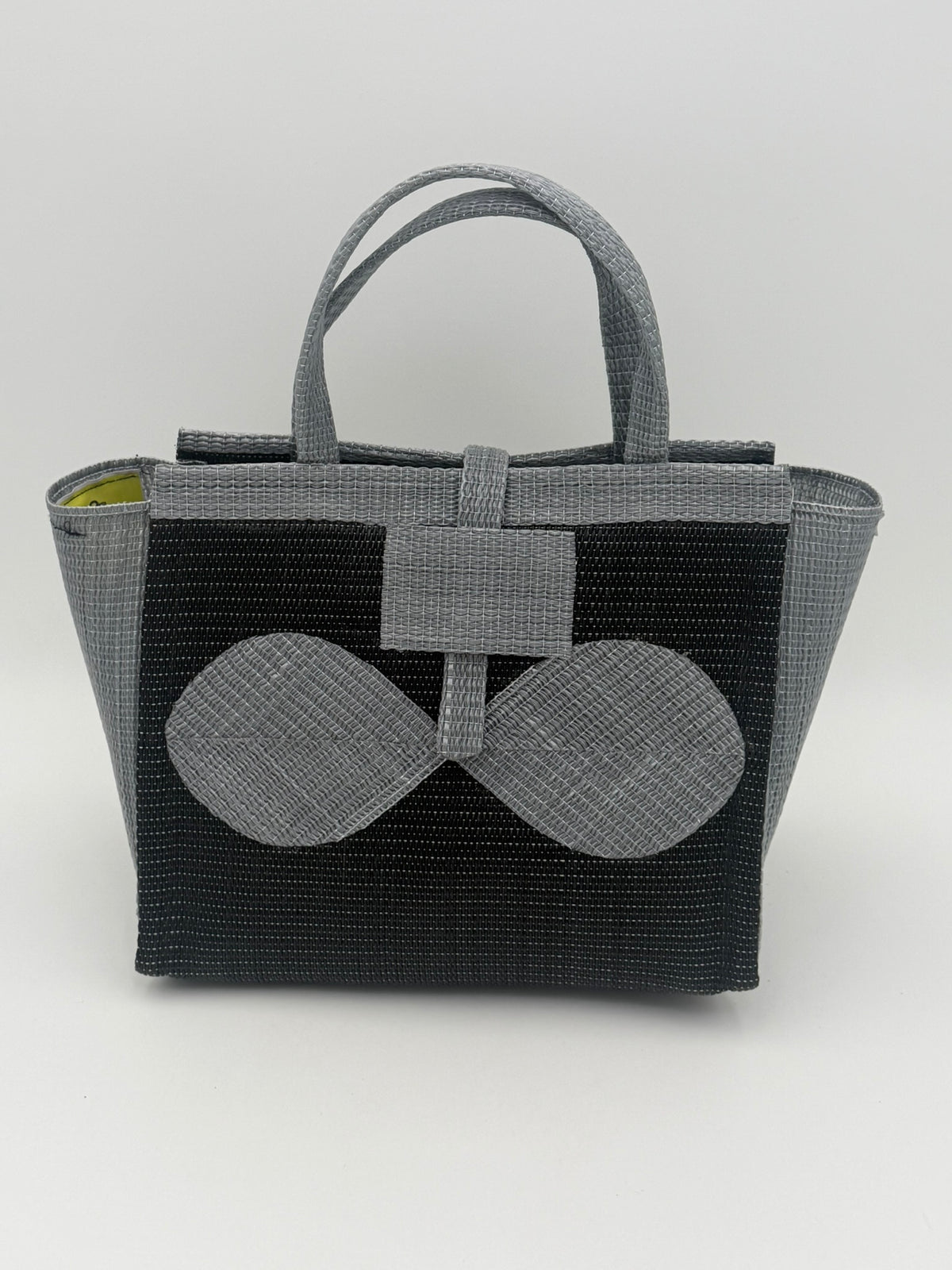 Midnight Medium  handwoven tote bag by SCRUBIES in Black,Gray with Solid design and Bow accent pattern