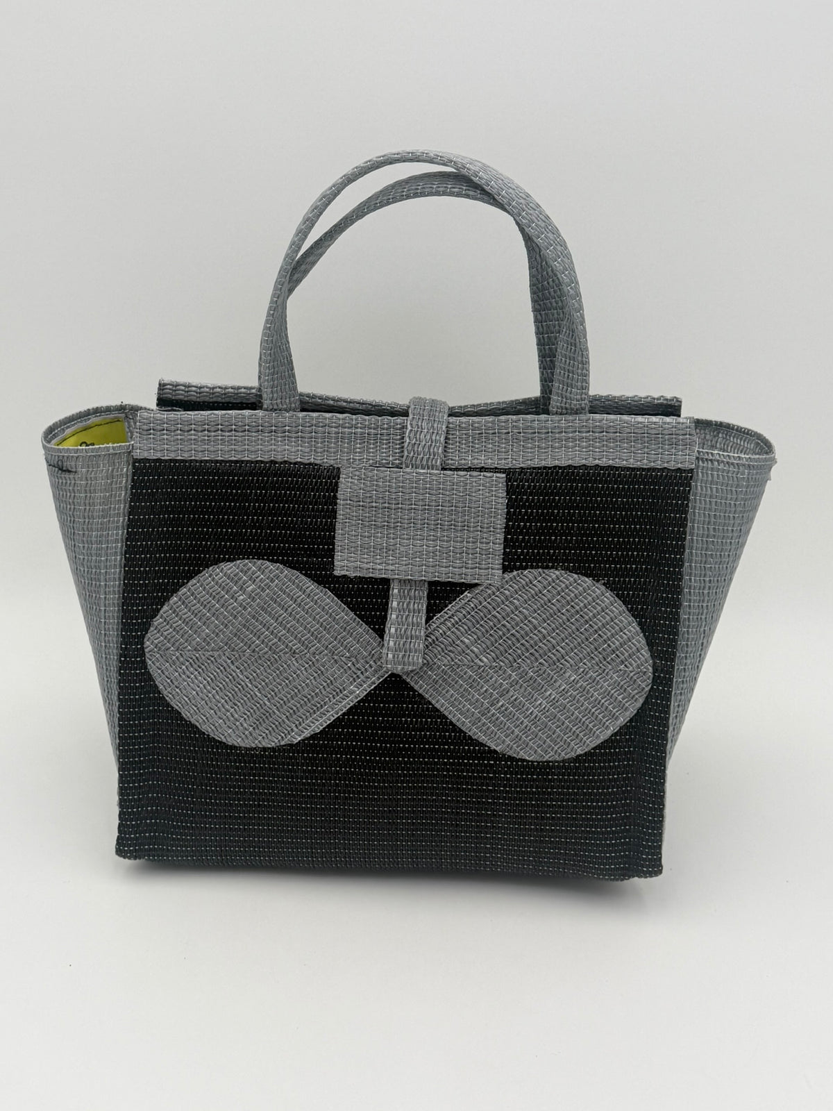 Midnight Medium  handwoven tote bag by SCRUBIES in Black,Gray with Solid design and Bow accent pattern