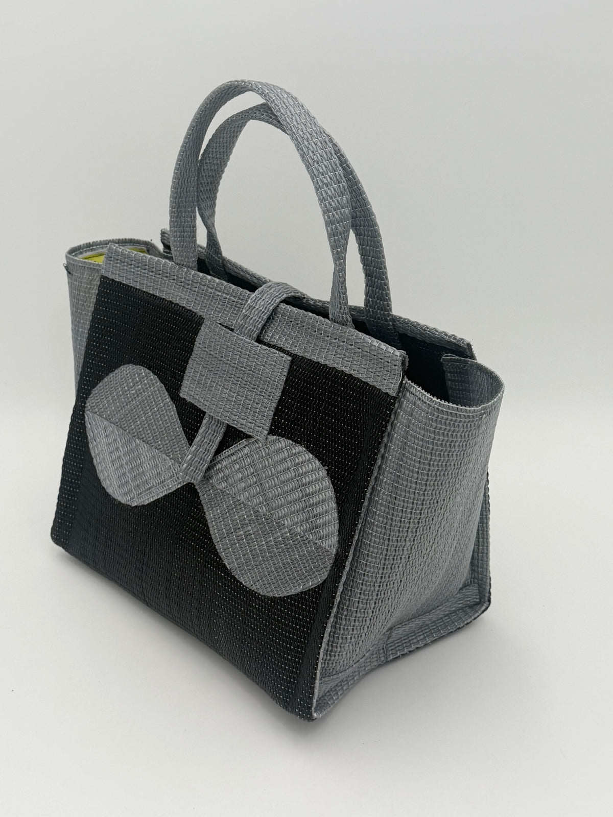 Midnight Medium  handwoven tote bag by SCRUBIES in Black,Gray with Solid design and Bow accent pattern