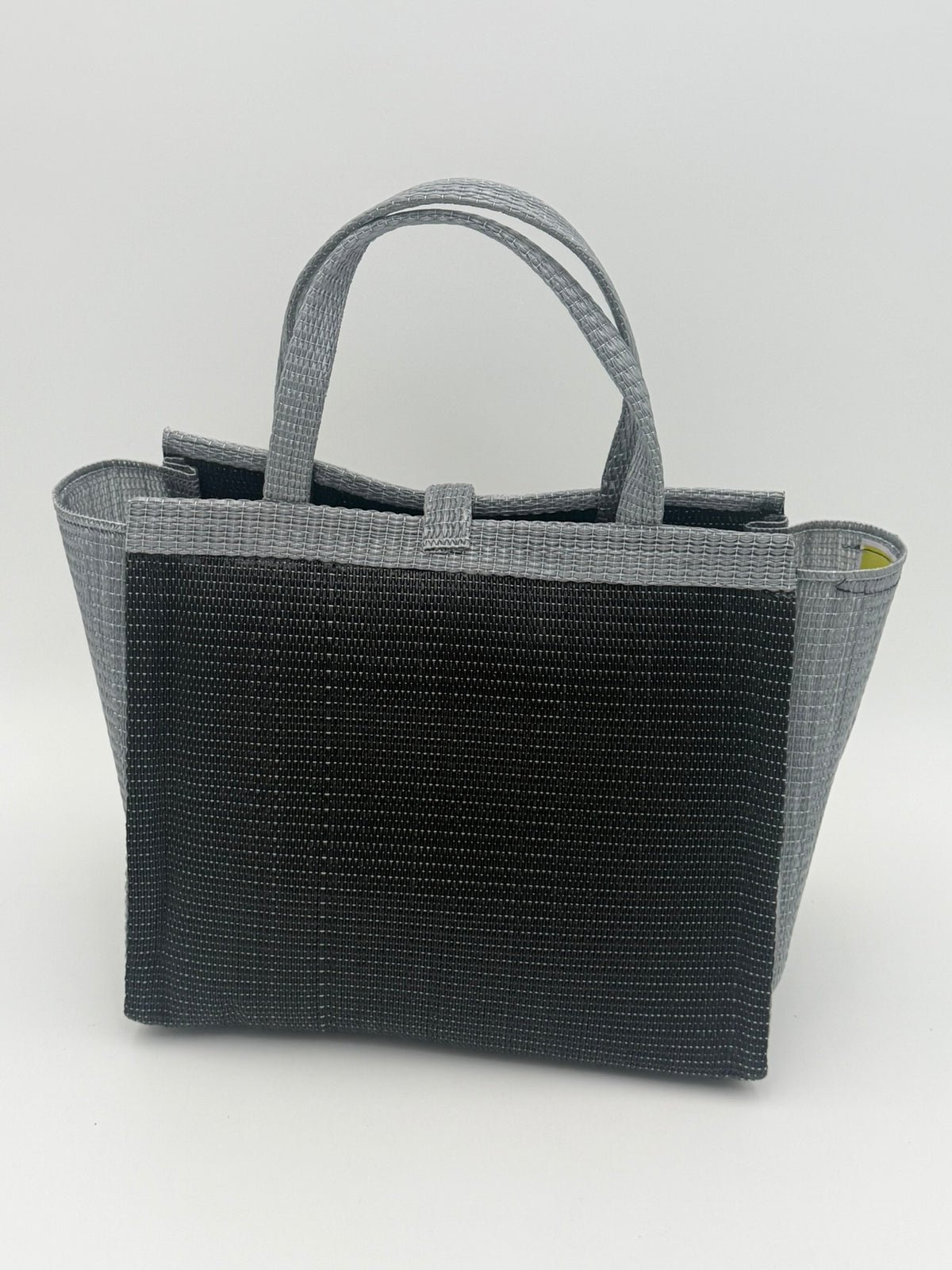 Midnight Medium  handwoven tote bag by SCRUBIES in Black,Gray with Solid design and Bow accent pattern