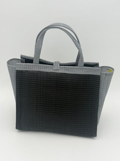 Midnight Medium  handwoven tote bag by SCRUBIES in Black,Gray with Solid design and Bow accent pattern