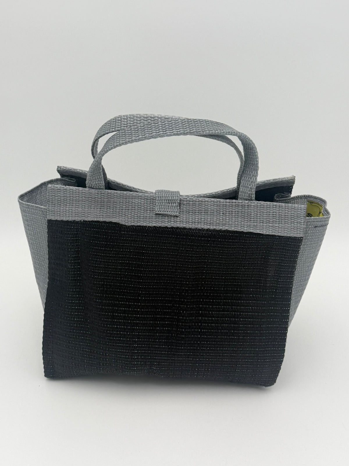 Midnight Medium  handwoven tote bag by SCRUBIES in Black,Gray with Solid design and Petal accent pattern