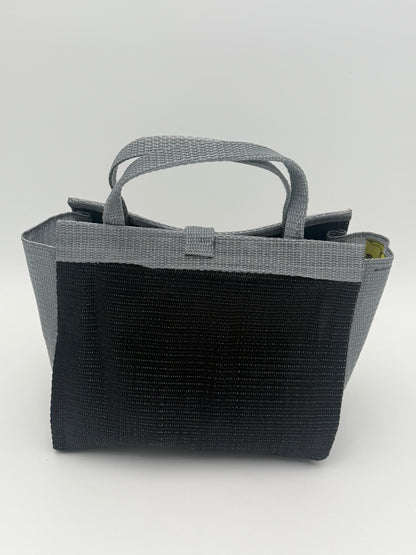 Midnight Medium  handwoven tote bag by SCRUBIES in Black,Gray with Solid design and Petal accent pattern