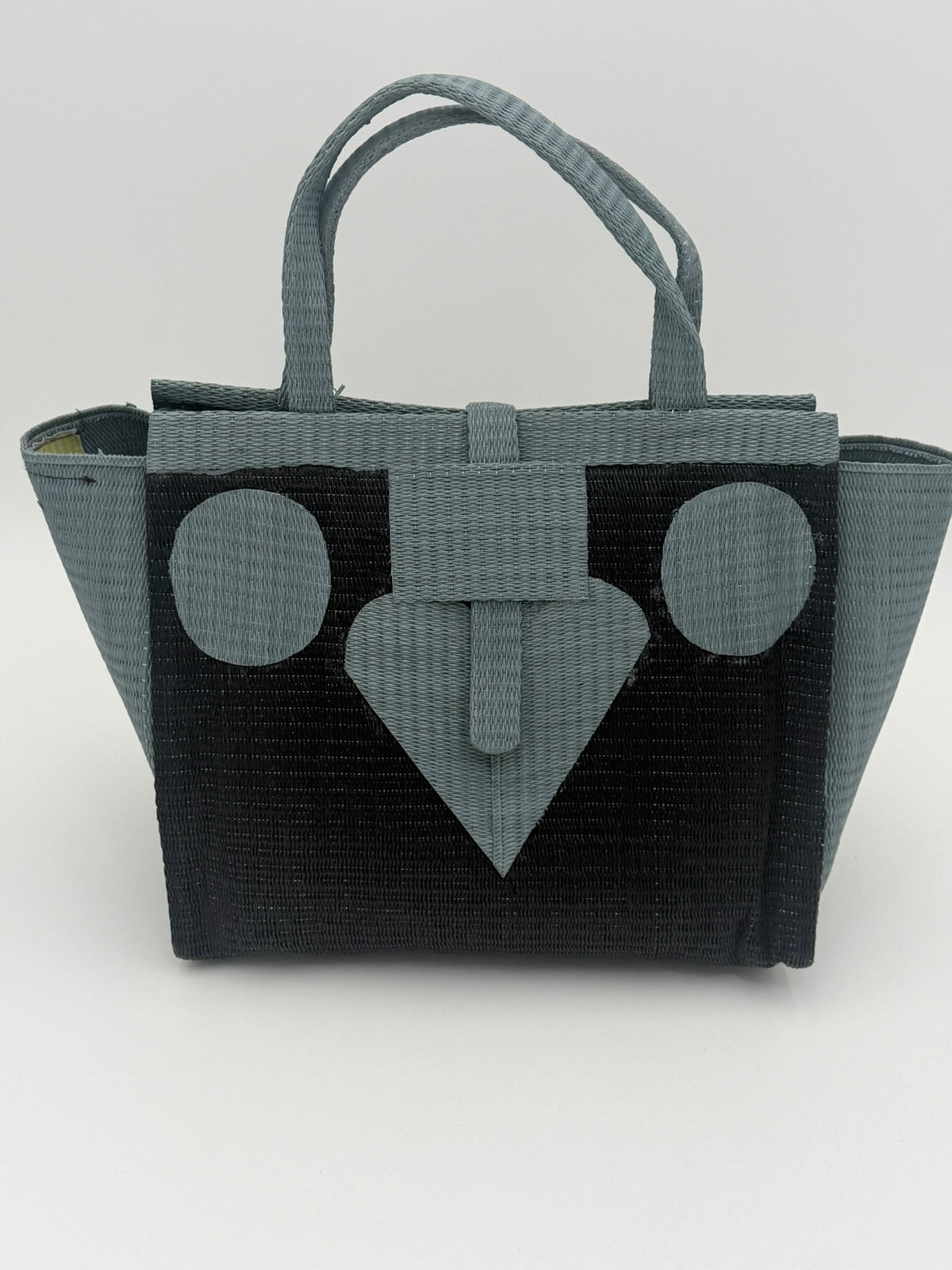 Midnight Medium  handwoven tote bag by SCRUBIES in Black,Gray with Solid design and Love accent pattern
