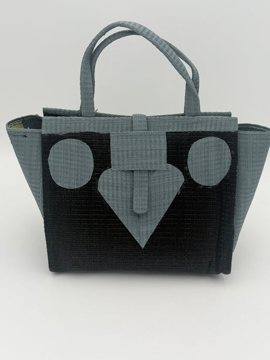 Midnight Medium  handwoven tote bag by SCRUBIES in Black,Gray with Solid design and Love accent pattern