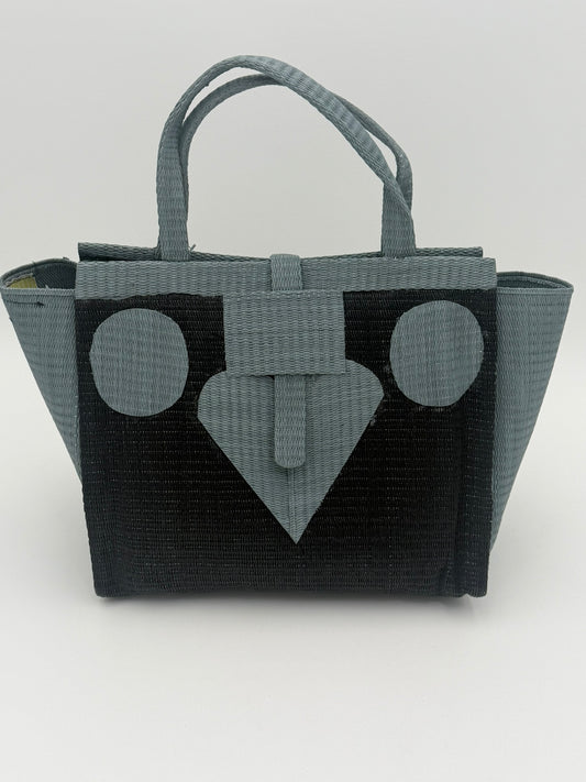 Midnight Medium  handwoven tote bag by SCRUBIES in Black,Gray with Solid design and Love accent pattern
